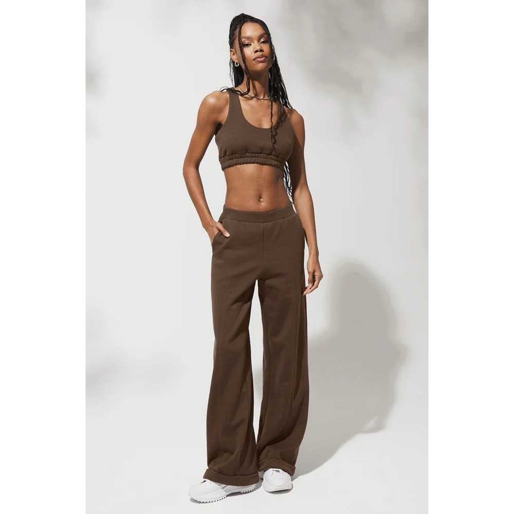 ALO | High-Waist Trouser Wide Leg Pant | Espresso Brown